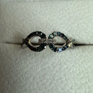 Blue & Black Diamonds 1/3 ct Ring 6 Helzberg  SS infinity